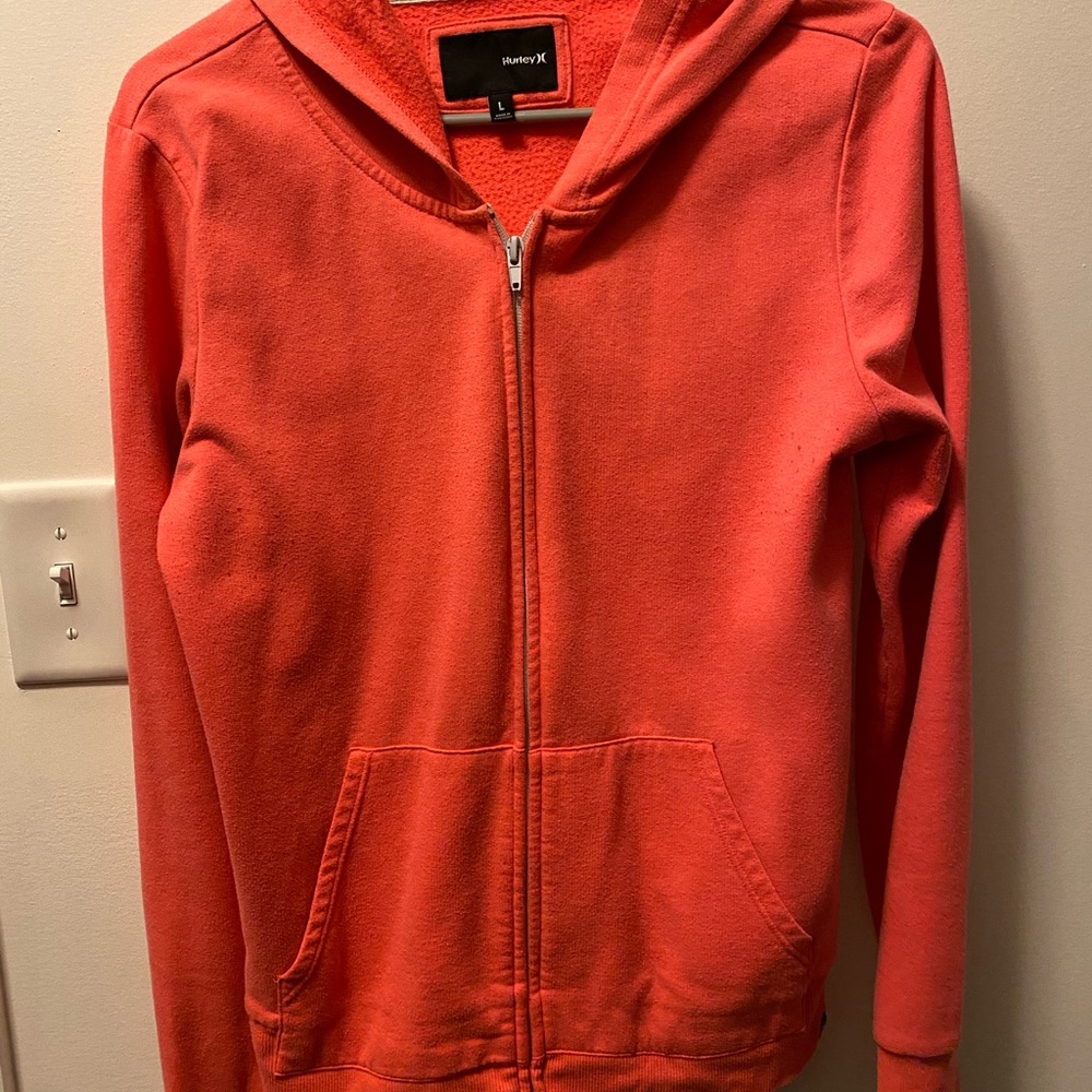 Hurley neon pink zip up sweatshirt